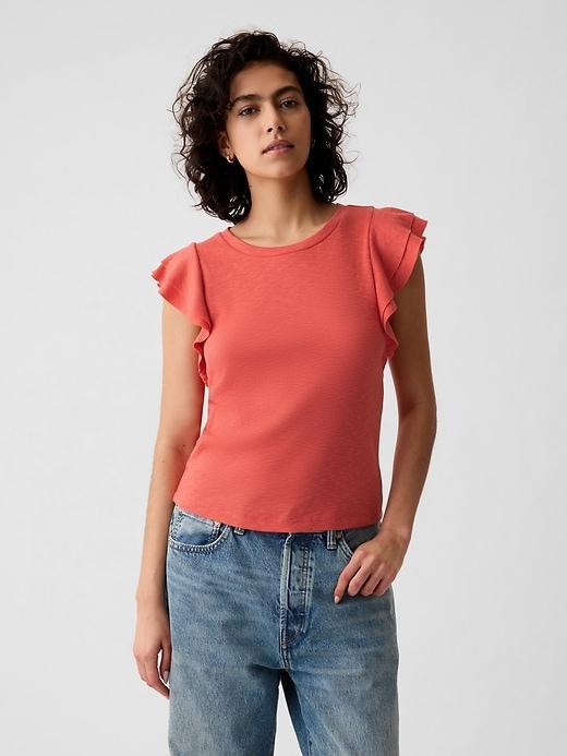 Essential Rib Flutter-Sleeve Shirt Product Image