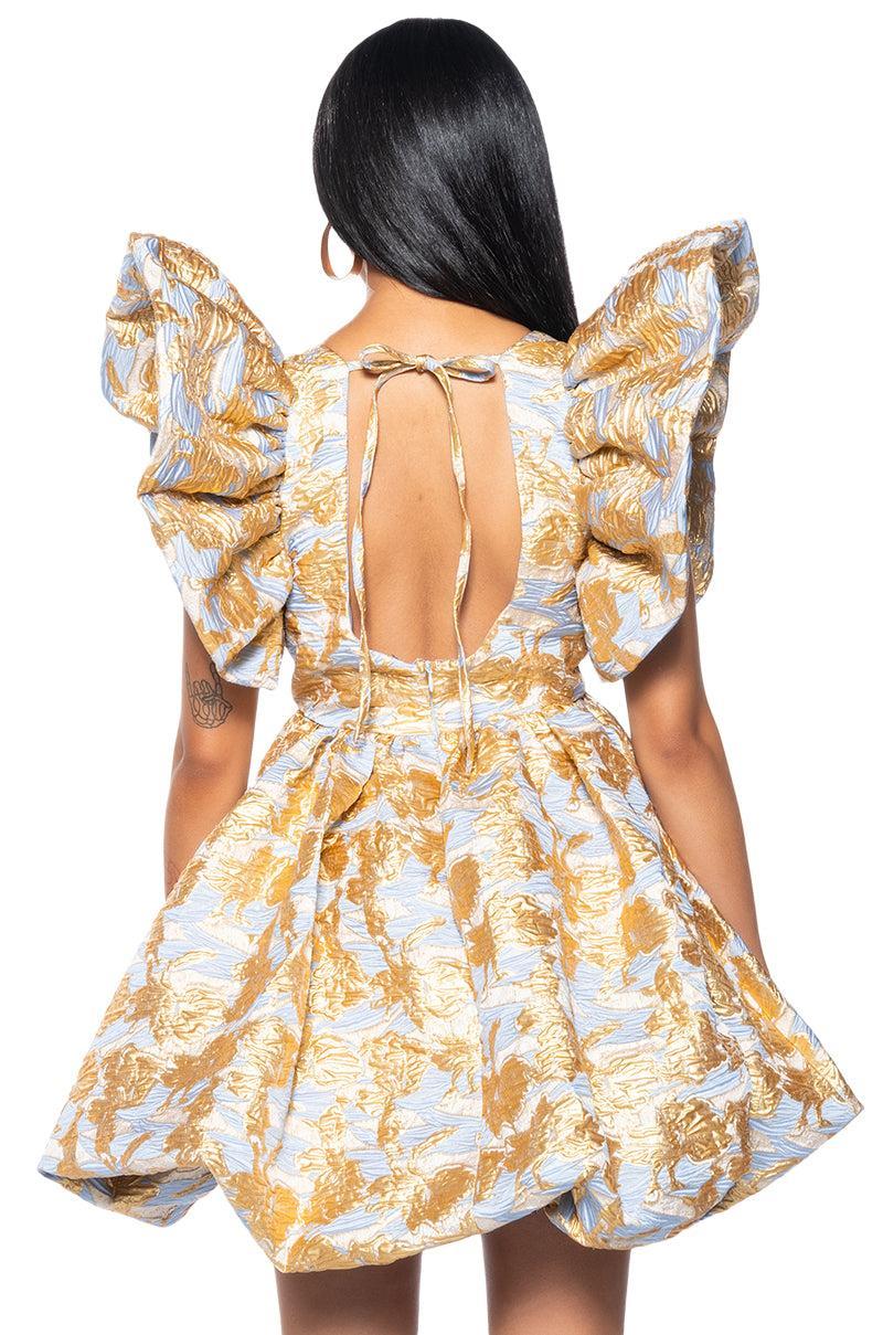 BELLE OF THE BALL BROCADE MINI DRESS Product Image