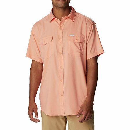 Mens Columbia UPF 40 Utilizer II Solid Short Sleeve Button-Down Shirt Collegiate Blue Product Image