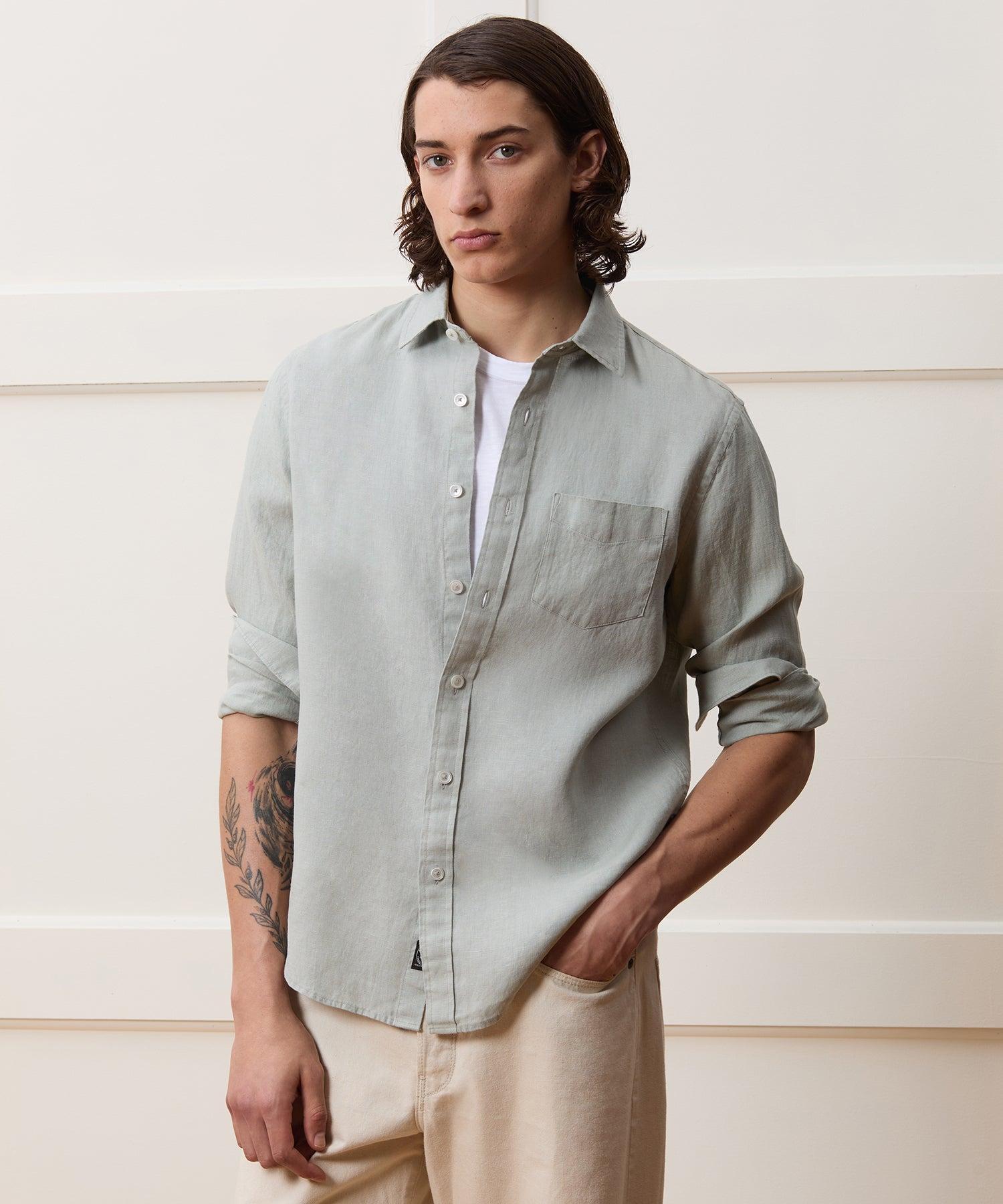 Sea Soft Irish Linen Point Collar Shirt Product Image