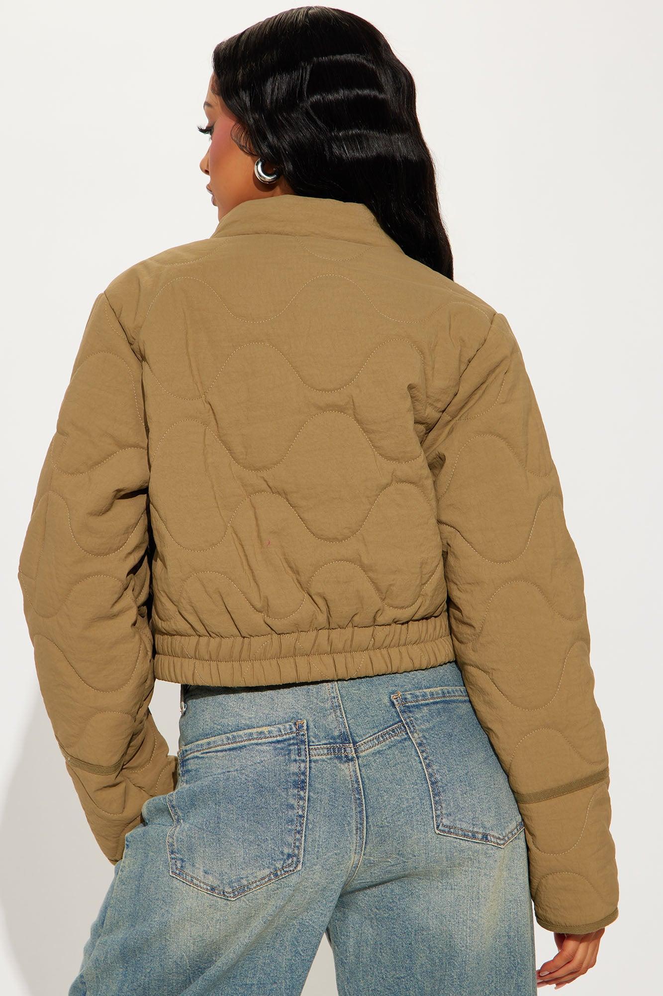 Chloe Quilted Lightweight Puffer Jacket - Khaki Product Image