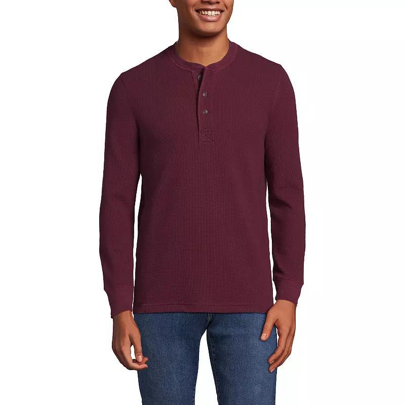 Men's Lands' End Comfort-First Regular-Fit Thermal Waffle Henley, Size: Medium, Fresh Red Product Image