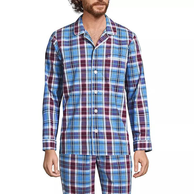 Men's Lands' End Broadcloth Pajama Sleep Shirt, Size: Large, Grey Blue Stripe Product Image