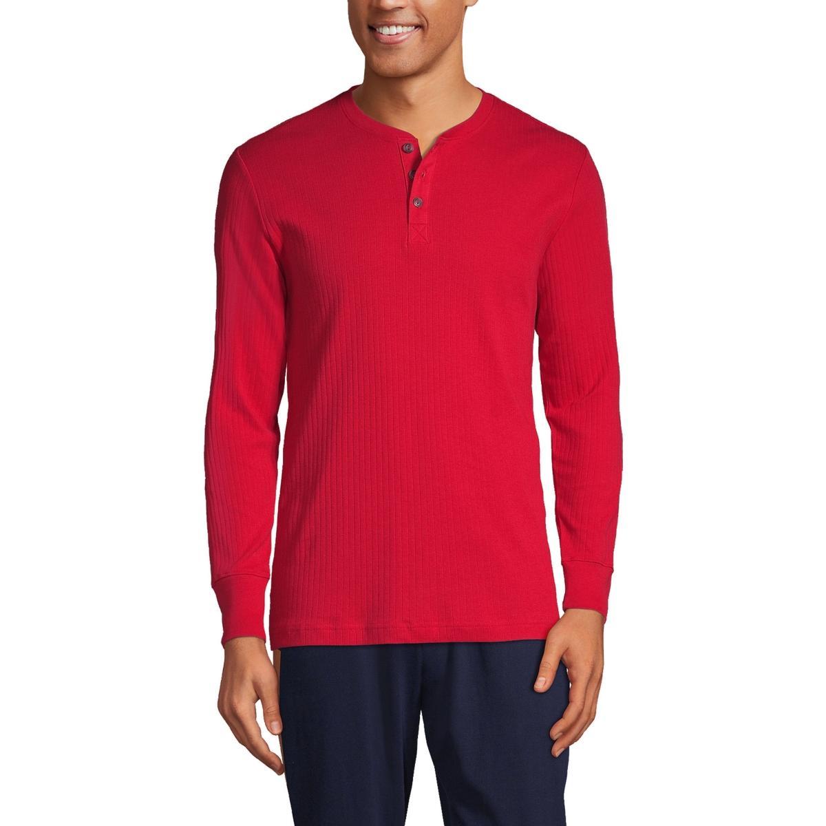 Men's Lands' End Ribbed Pajama Sleep Henley, Size: XXL, Grey Heather Product Image