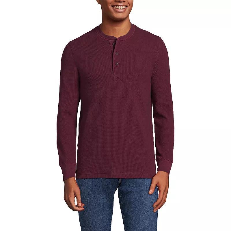 Men's Lands' End Comfort-First Regular-Fit Thermal Waffle Henley, Size: Medium, Fresh Red Product Image