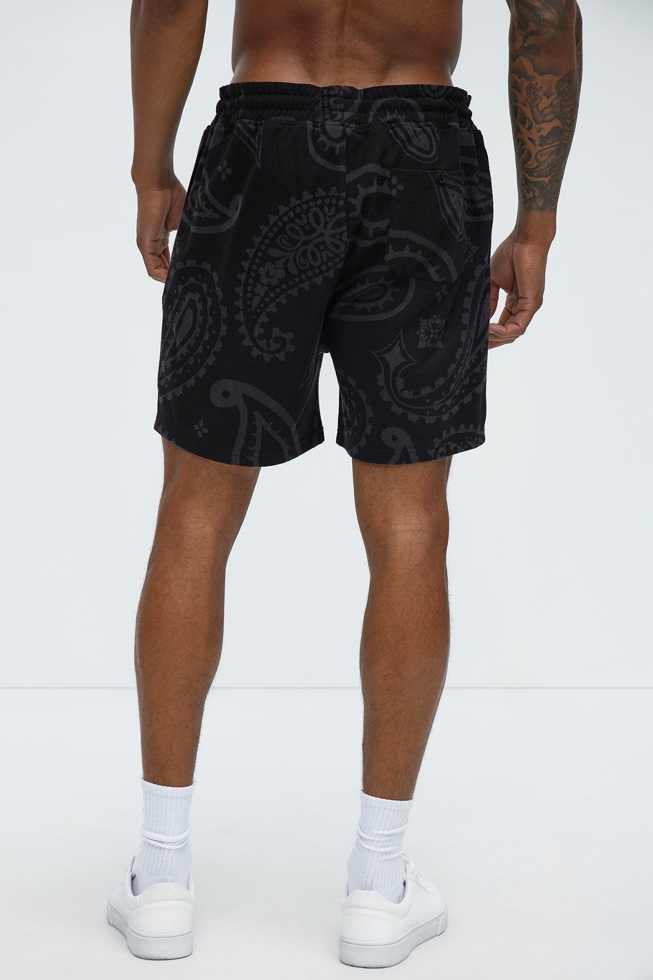 Heritage Paisley Relaxed Shorts - Black Product Image