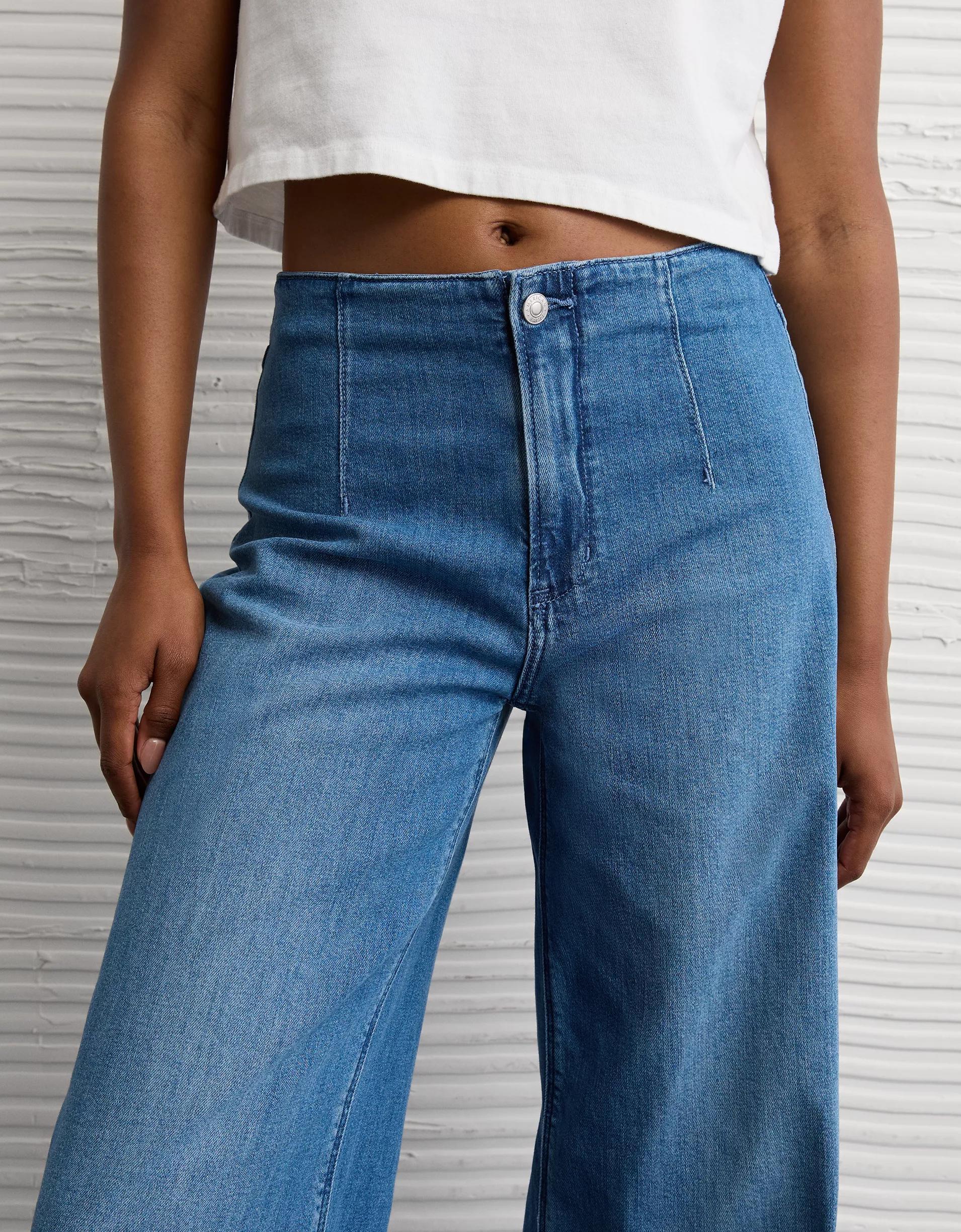 AE Dreamy Drape Stretch Super High-Waisted Baggy Wide-Leg Jean Product Image