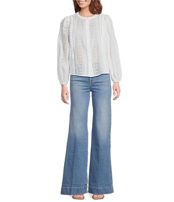 ASTR the Label Crew Neck Long Sleeve Aneska Eyelet Top Product Image