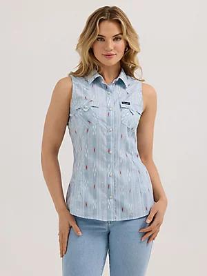 Women's Wrangler Retro® Stripe Slim Western Snap Tank | Women's TOPS | Wrangler® Product Image