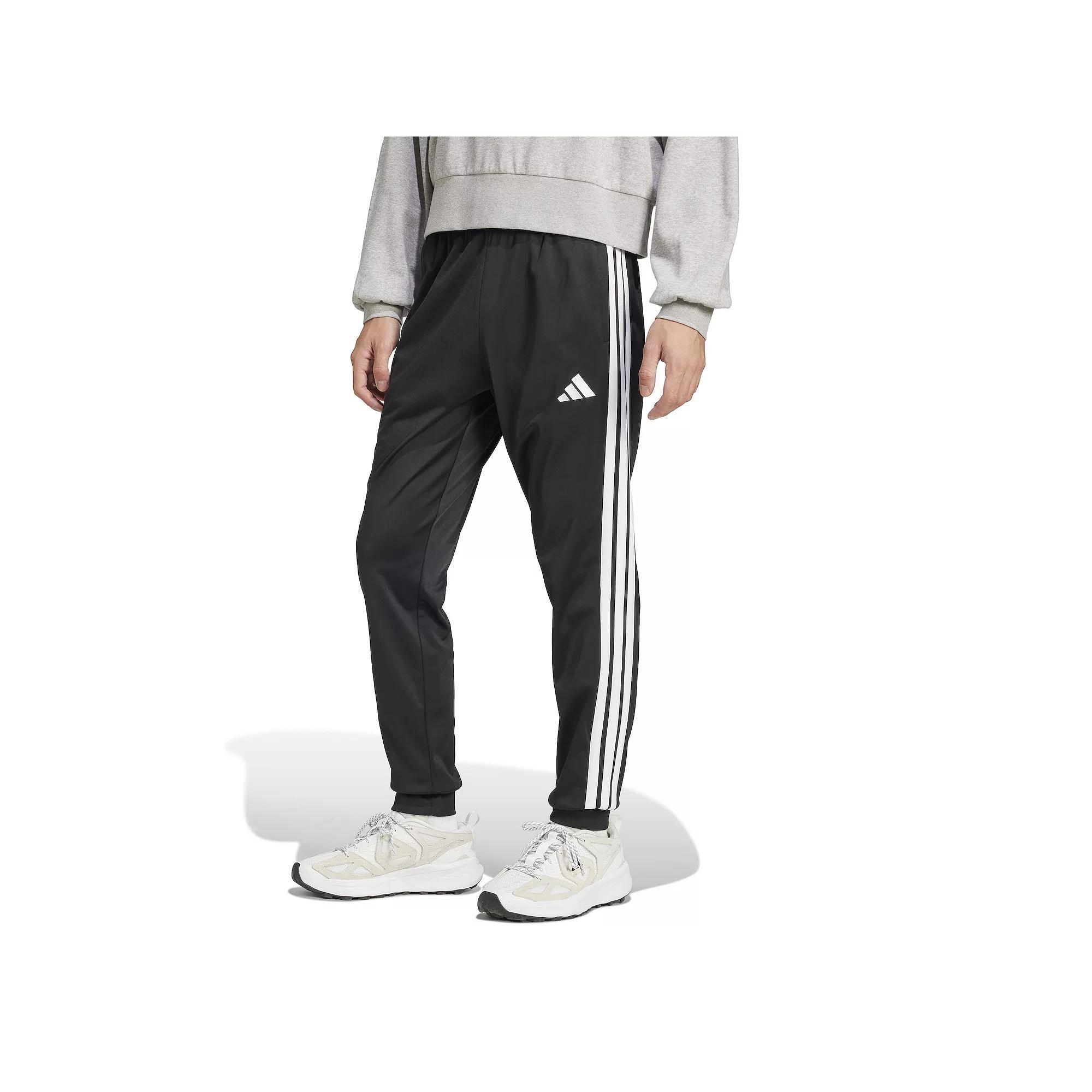 Men's adidas 3-Stripes Tricot Tapered Track Pants, Size: Small, Black Product Image