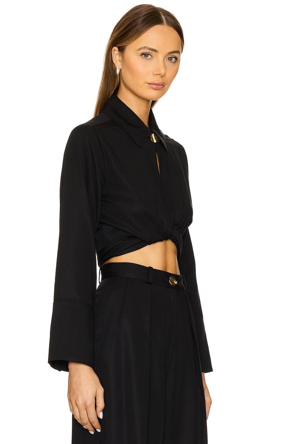 Collared Long Sleeve Wrap Top MATTHEW BRUCH Product Image