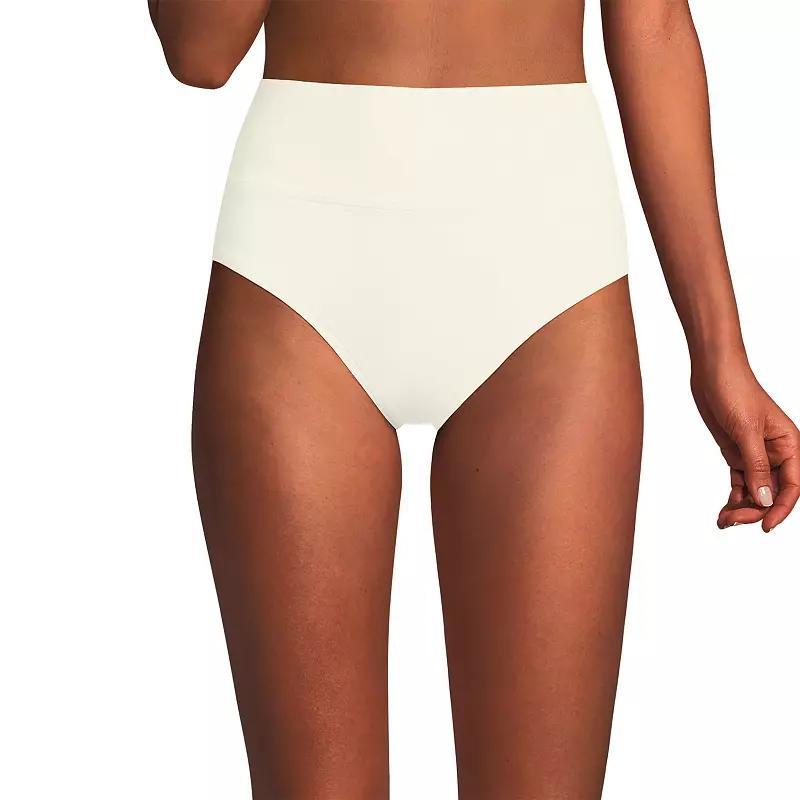 Women's Lands' End Chlorine Resistant Fold Over High Waisted Bikini Bottoms, Size: 8, Egret White Product Image