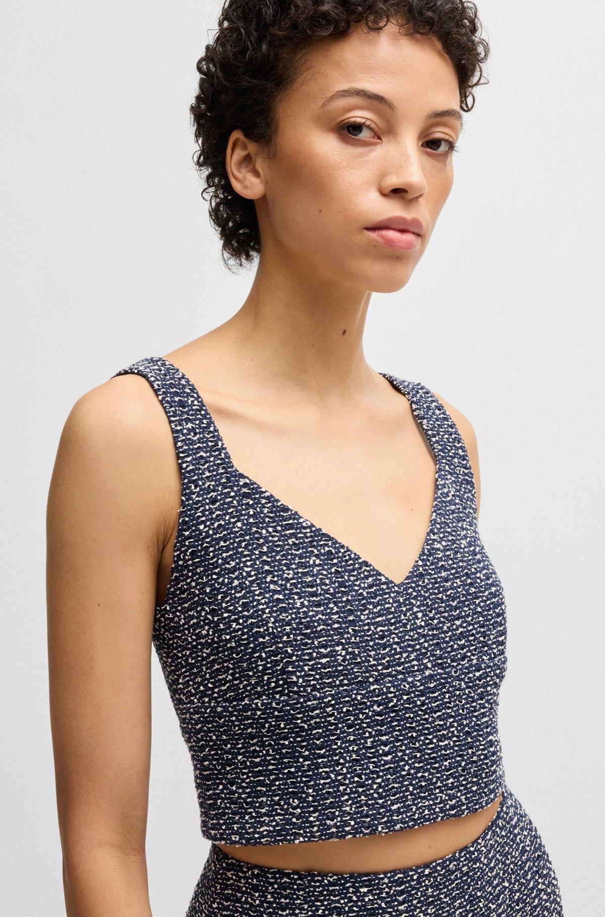 BOSS - Tailored top in two-tone crochet tweed - Patterned Product Image
