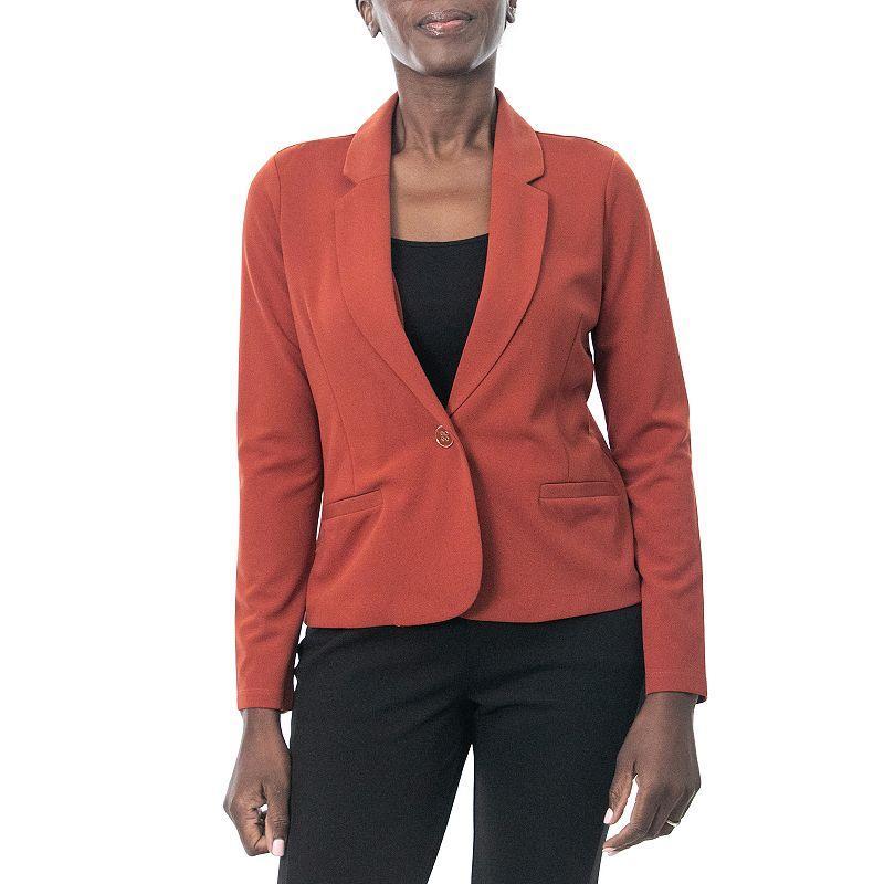 Womens Nina Leonard Single Button Cropped Blazer Pink Mist Product Image