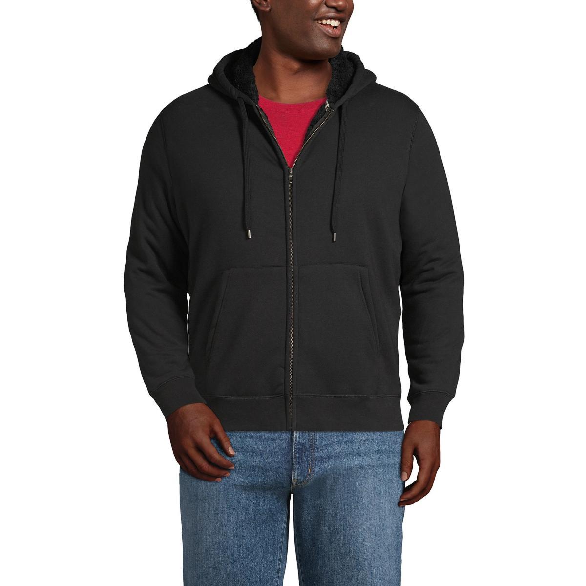 Big & Tall Lands' End Serious Sweats Full-Zip Sherpa Hoodie, Men's, Size: XL Tall, Pewter Grey Product Image