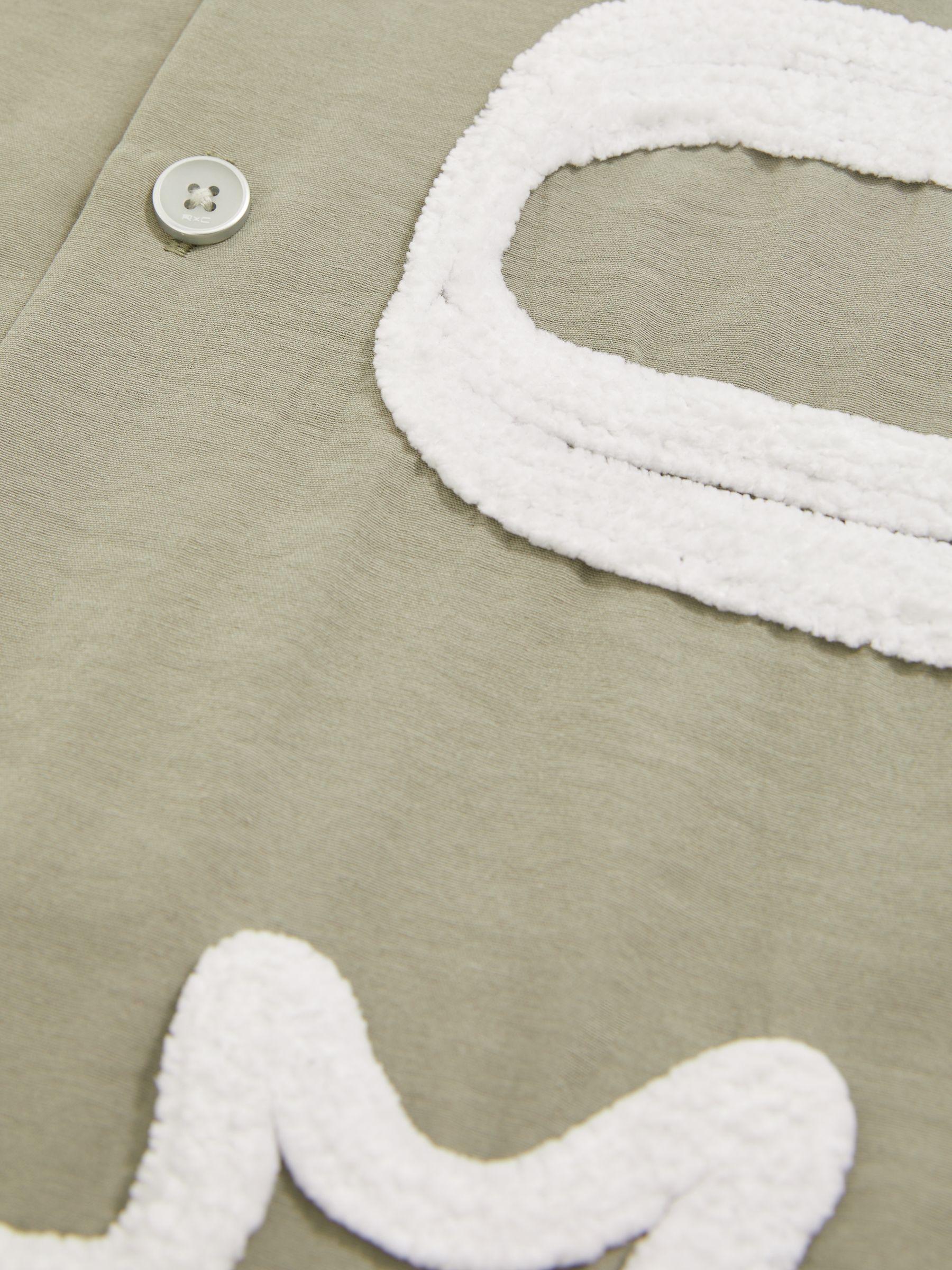 Reiss | Ché Motif-Embroidered Shirt in Sage/White Product Image