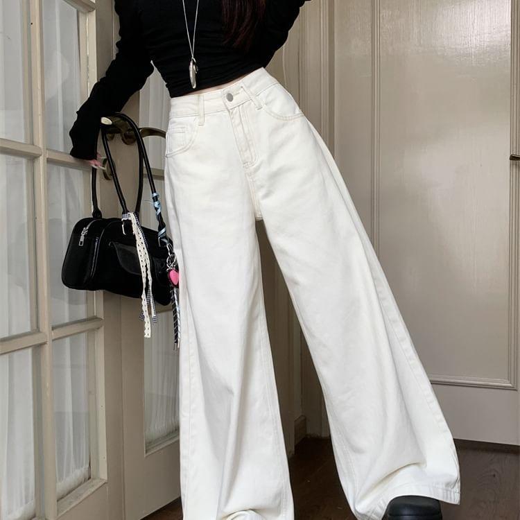 High Waist Wide Leg Jeans Product Image