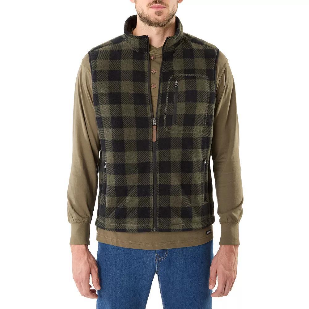 Men's Smith's Workwear Sherpa-Lined Plaid PolarFleece Vest, Size: XXL, Blue Grey 469 Product Image