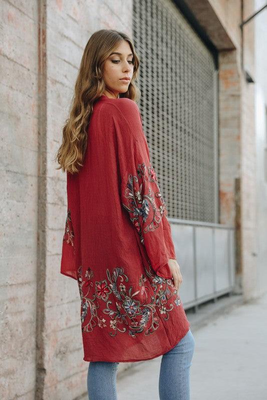 Long Floral Kimono Cardigan Product Image