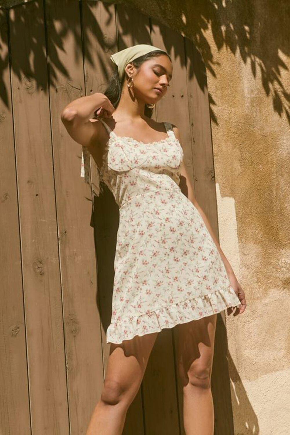 Floral Print Tie-Strap Mini Dress | Forever 21 Product Image