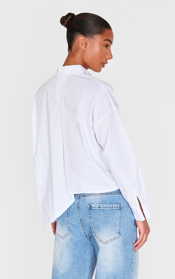  White Oversized Asymmetric Strap Detail Shirt Product Image