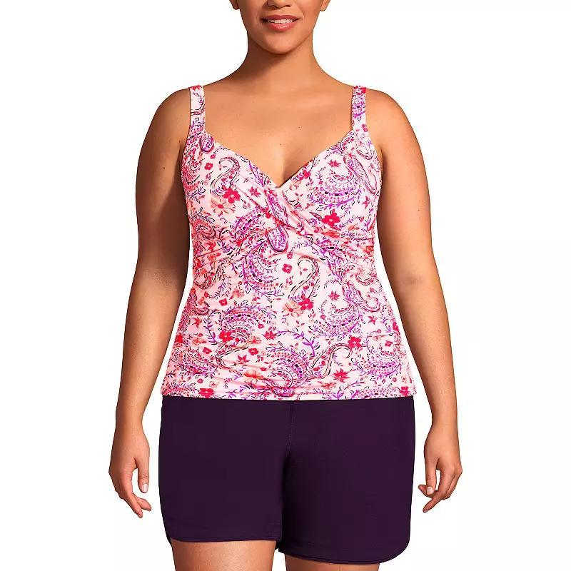 Plus Size Lands' End UPF 50 Bust Enhancer DD-Cup Tankini Top, Women's, Size: 18W Dd, Deep  Blue Rosella Product Image