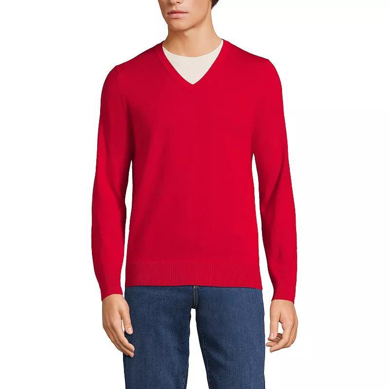Men's Lands' End Fine Gauge Cotton V-Neck Sweater, Size: Small, Radiant Blue Product Image
