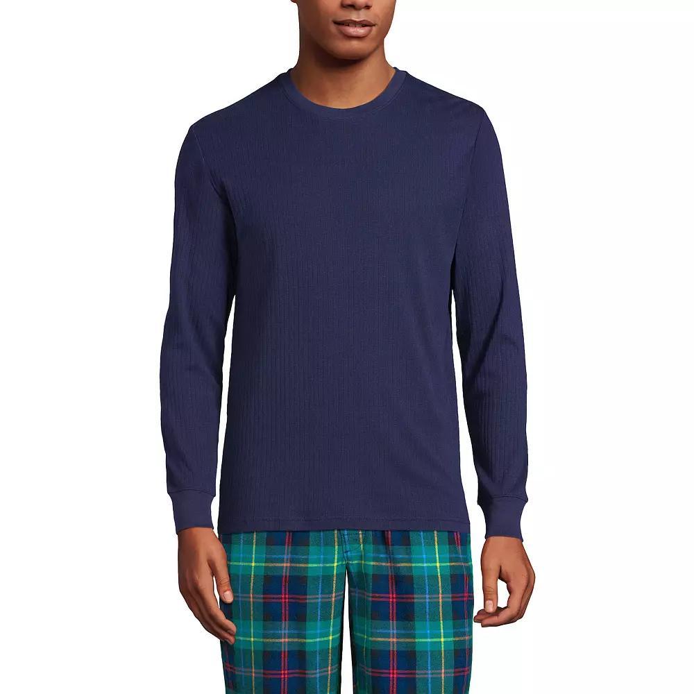 Men's Lands' End Knit Ribbed Crewneck Pajama Sleep Shirt, Size: XL, Deep  Blue Product Image