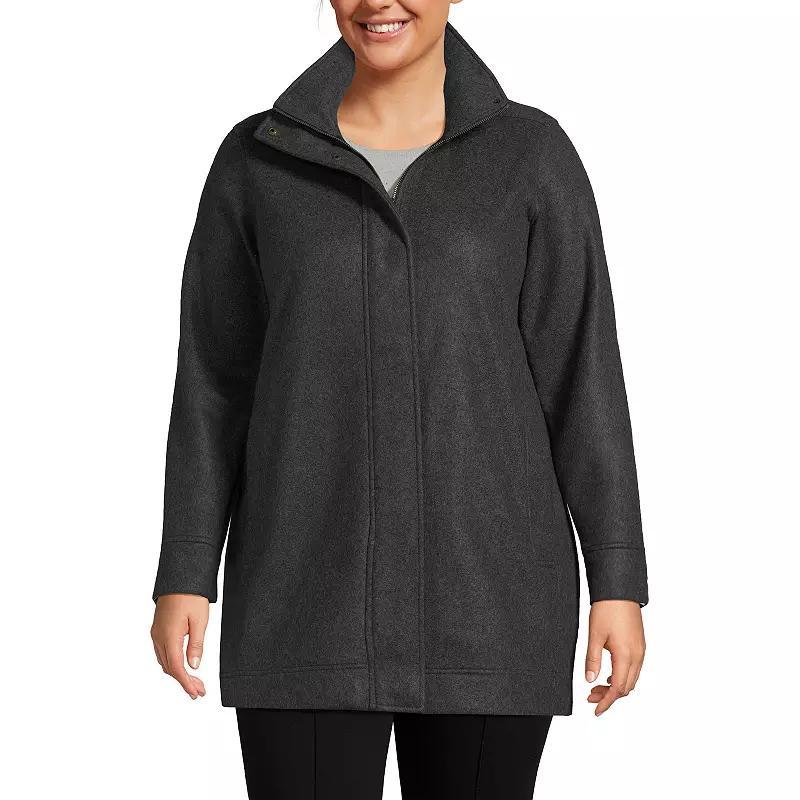 Plus Size Lands' End Luxe Fleece Coat, Women's, Size: 2XL, Bright Gray Grey Product Image