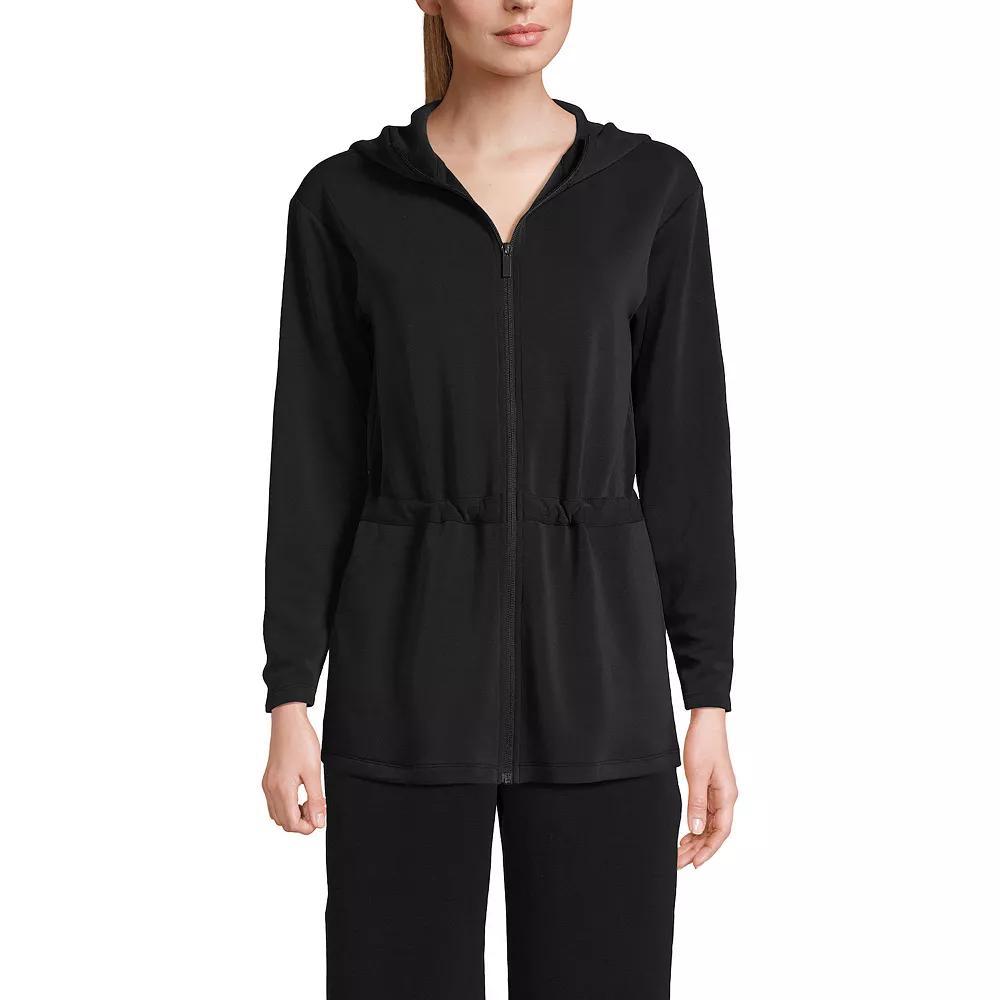 Women's Lands' End Softest Touch Zip-Up Tunic Hoodie Jacket, Size: XS, Black Product Image