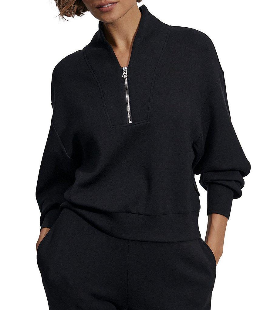 Varley Davidson DoubleSoft® Stand Collar V-Neck Quater Zip Long Sleeve Sweat Jacket Product Image