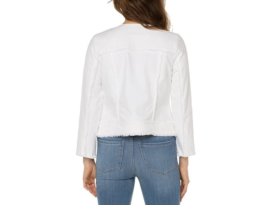 Liverpool Los Angeles Frayed Zip Jacket with 3/4 Length Sleeves (Bright ) Women's Clothing Product Image