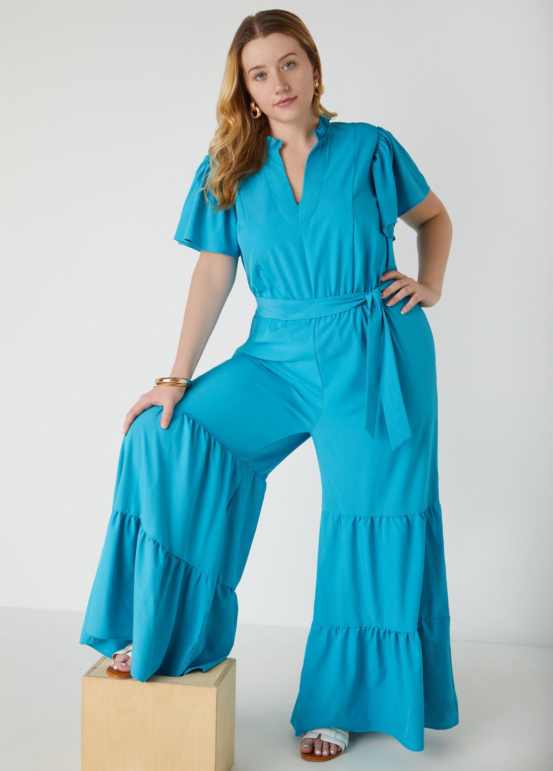 Ruffled Wide Leg Jumpsuit Product Image
