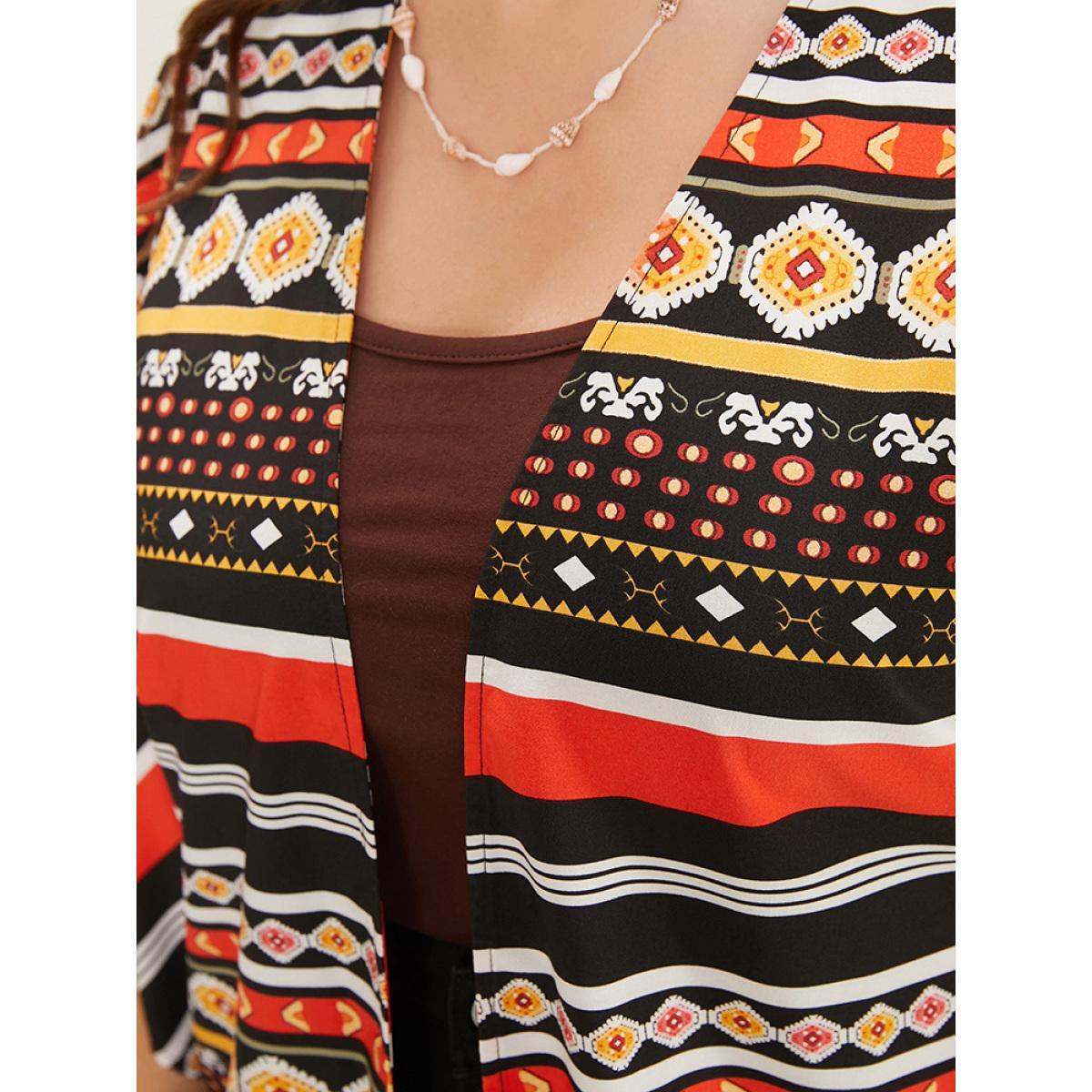 Plus Size Bandana Dolman Sleeve Open Front Cover Up Women Multicolor Vacation Loose Dailywear Kimonos BloomChic 10/M Product Image
