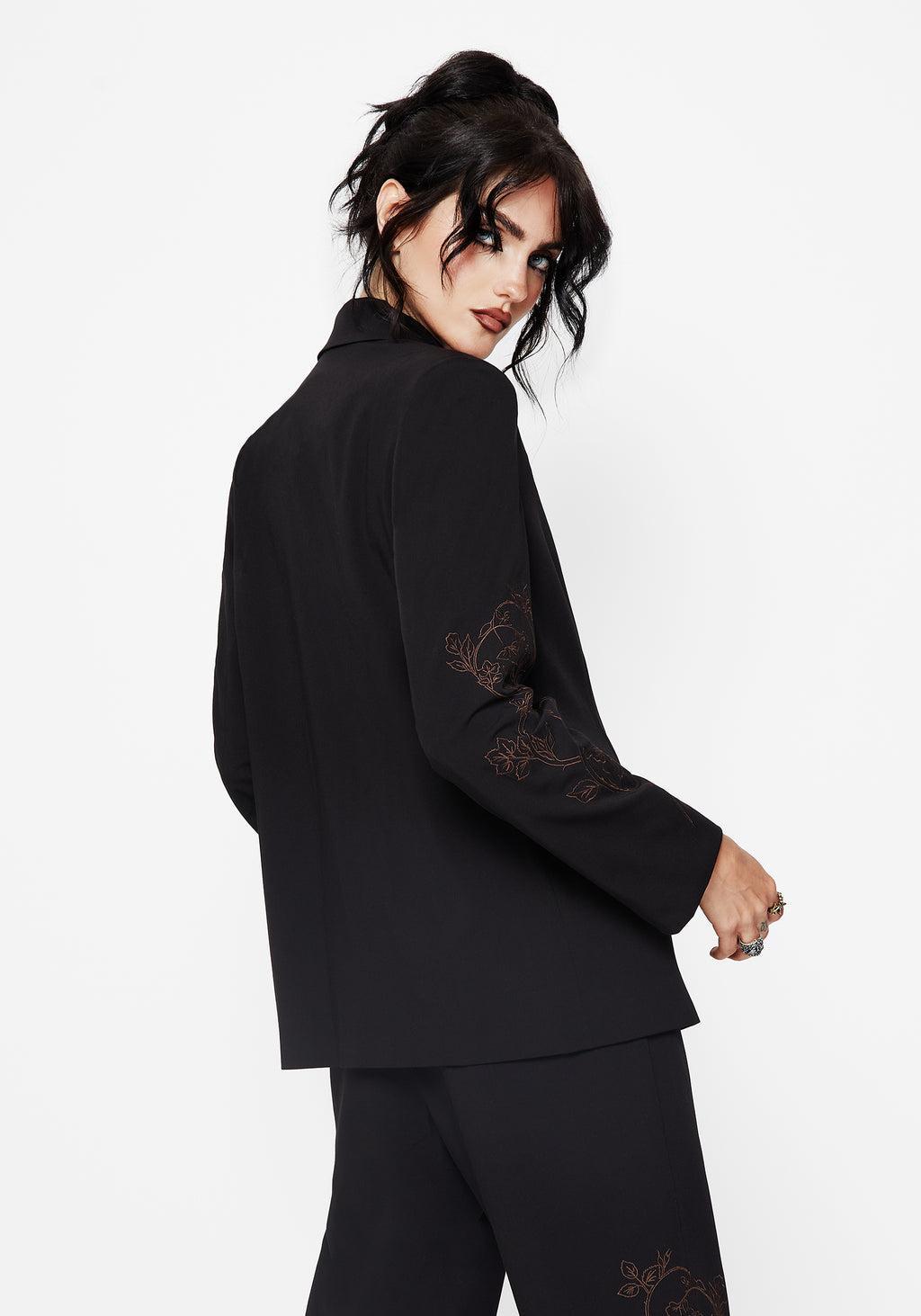 Renita Embroidered Belted Blazer Product Image