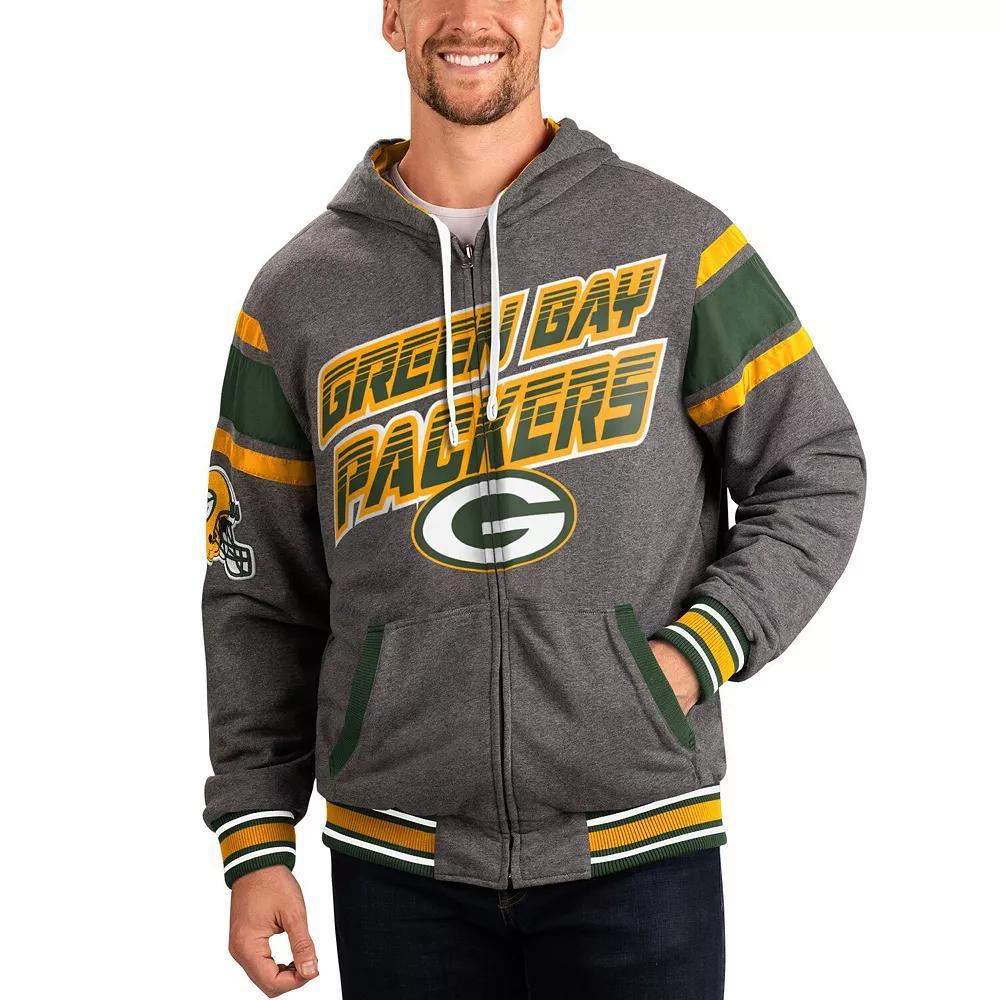 Men's G-III Sports by Carl Banks Green/Gray Green Bay Packers Extreme Full Back Reversible Hoodie Full-Zip Jacket, Size: XL Product Image