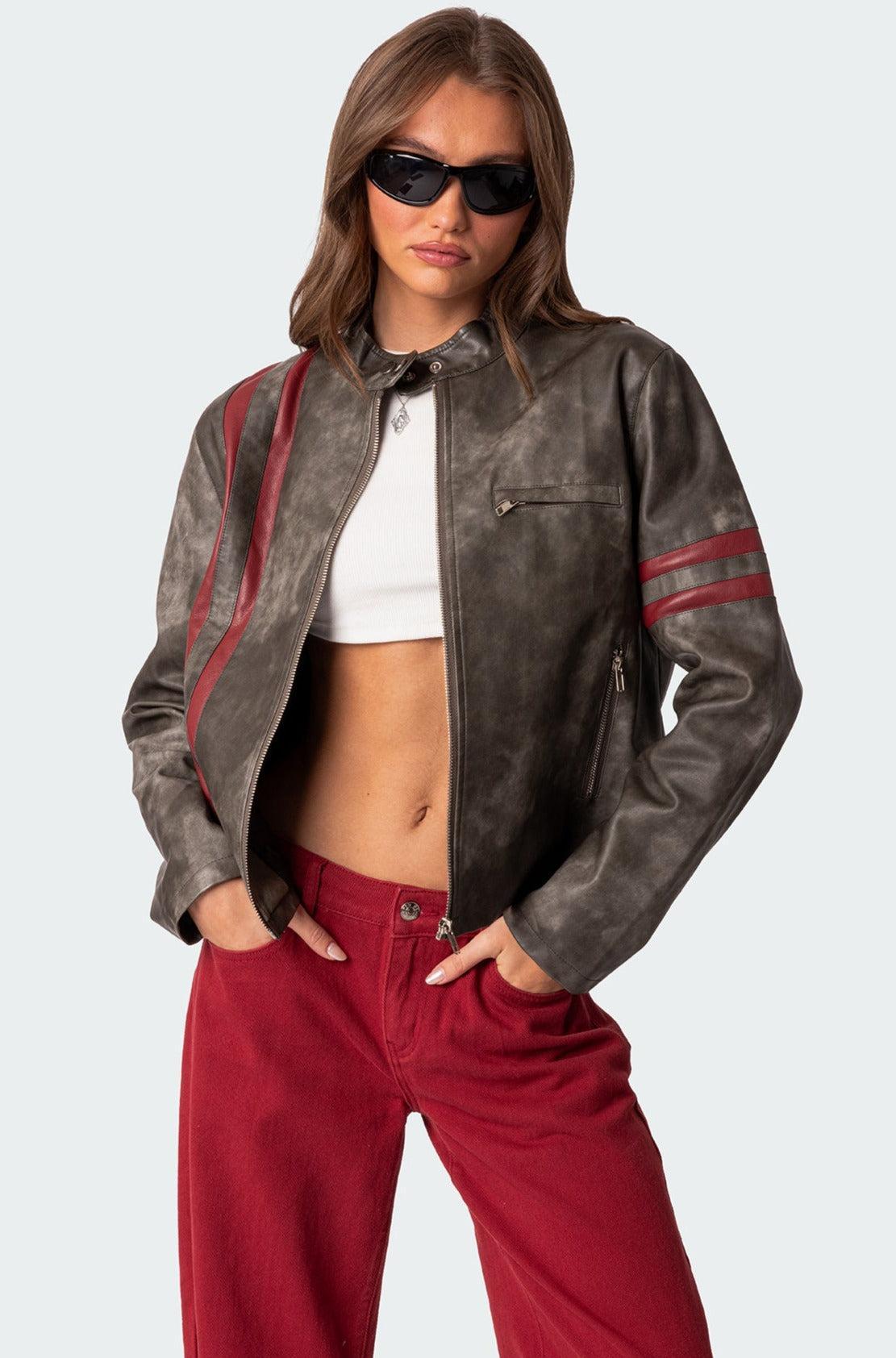 Thunder Washed Faux Leather Jacket Product Image