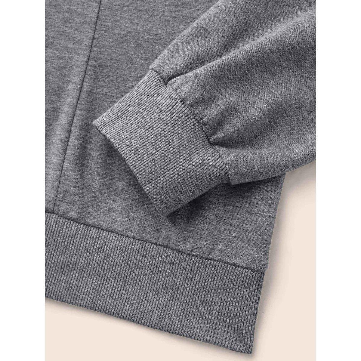 Plus Size Round Neck Stitch Slightly Stretchy Sweatshirt Women Mediumgray Casual Topstitching Round Neck Everyday Sweatshirts BloomChic 12/L Product Image