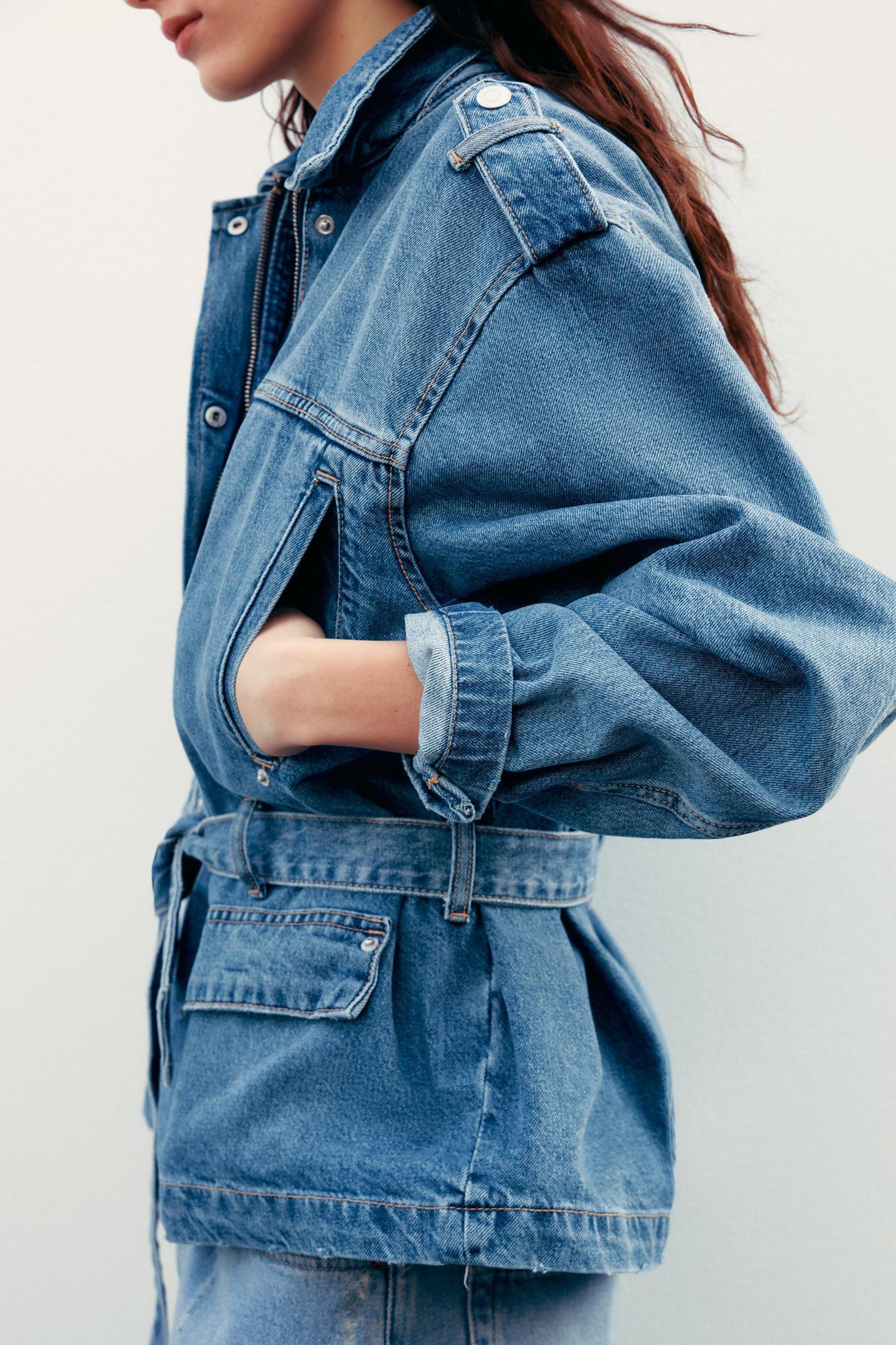 BELTED TRF DENIM JACKET Product Image