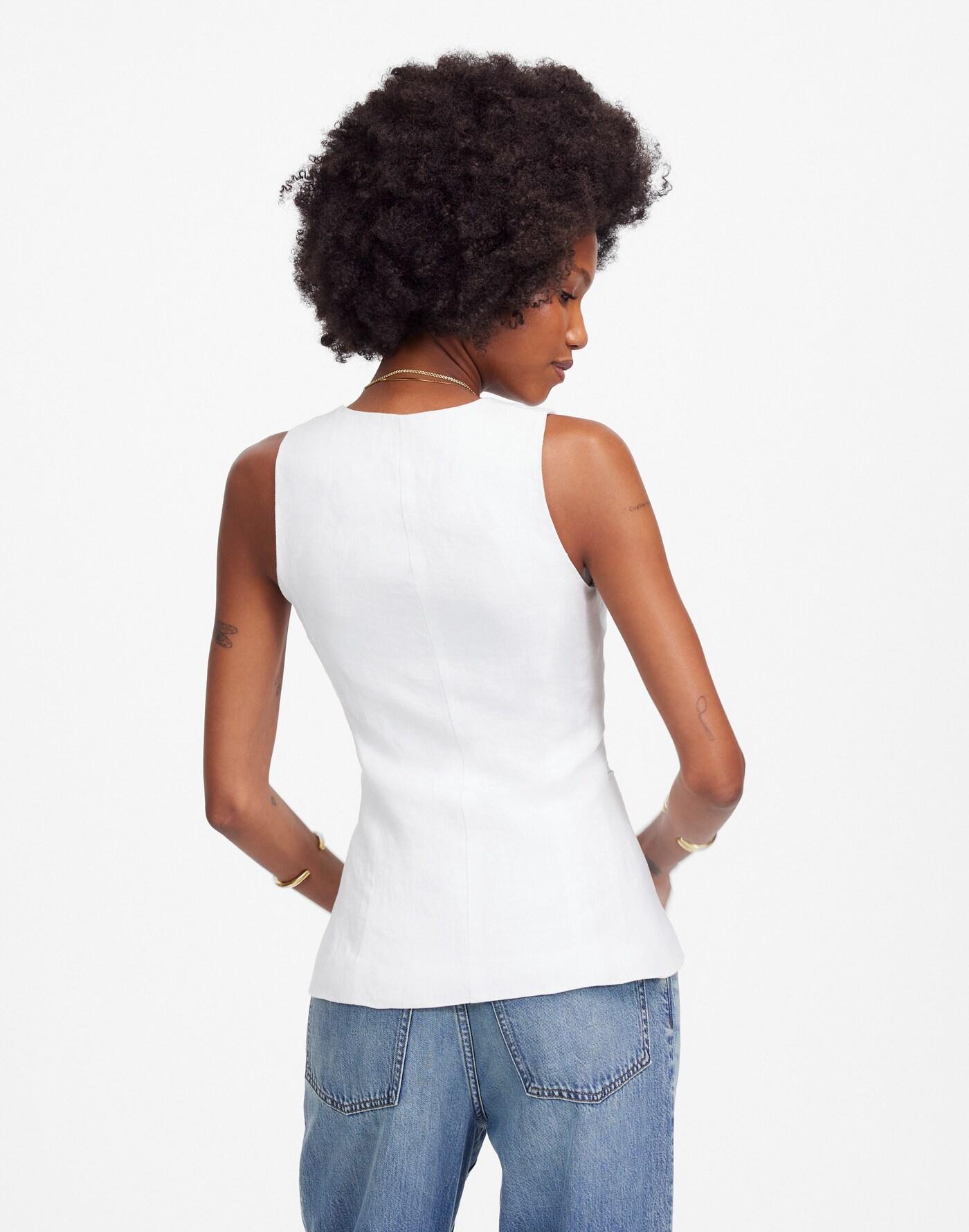 100% Linen Scoopneck Cutaway Vest Product Image