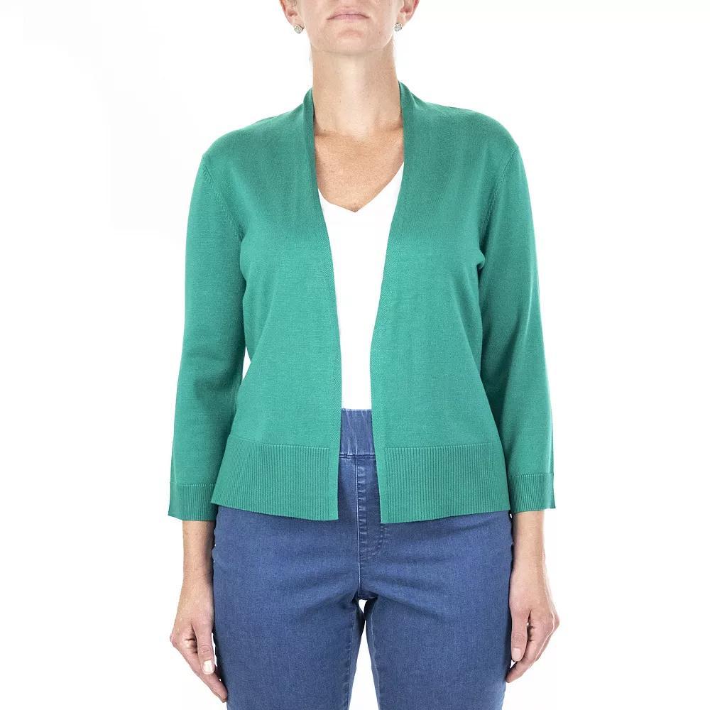 Women's Nina Leonard Classic Open-Front Bolero Cardigan, Size: Large, Julep Green Product Image