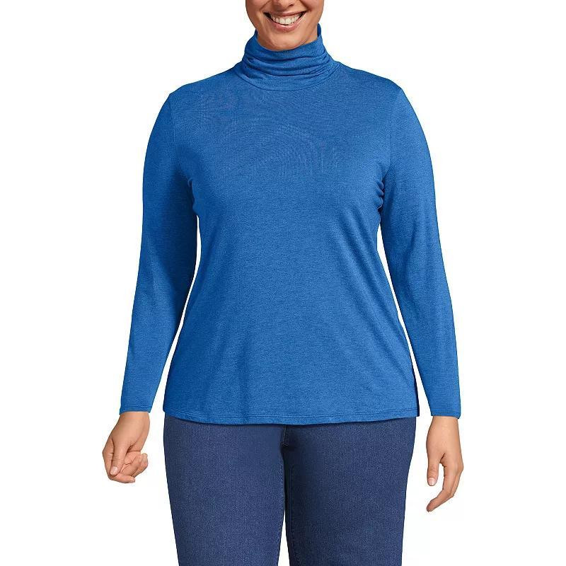 Plus Size Lands' End Lightweight Fitted Long Sleeve Turtleneck, Women's, Size: 1XL, Black Product Image