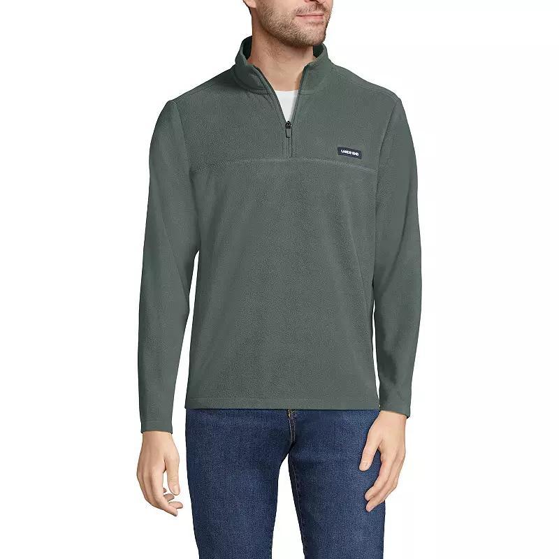 Mens Lands End Fleece Quarter-Zip Pullover Rich Brown Fairisle Product Image