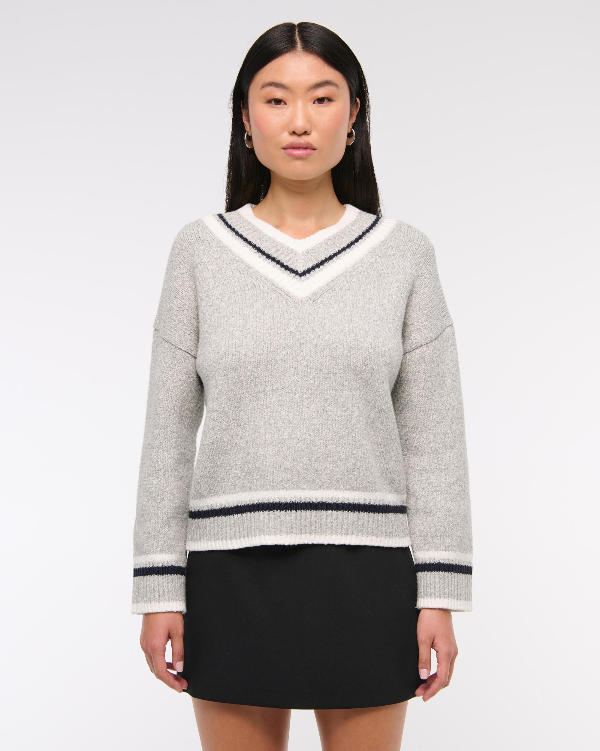 Relaxed Textural V-Neck Sweater Product Image