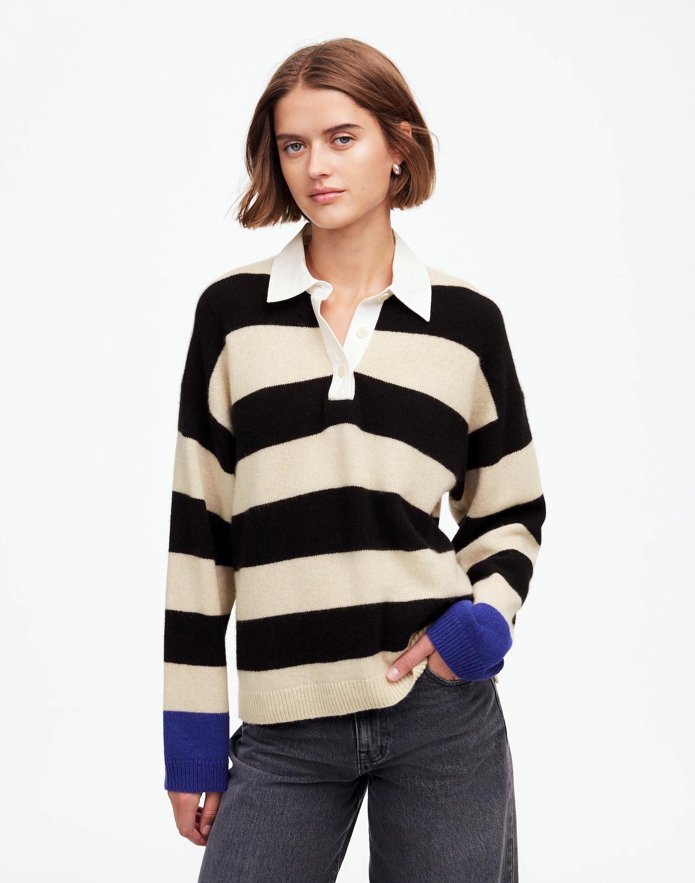 Cashmere-Wool Blend Rugby Sweater Product Image