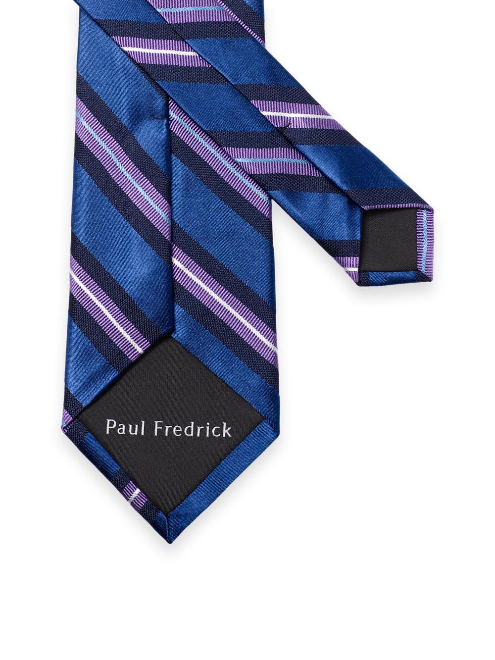 Stripe Woven Silk Tie - Blue/purple Product Image