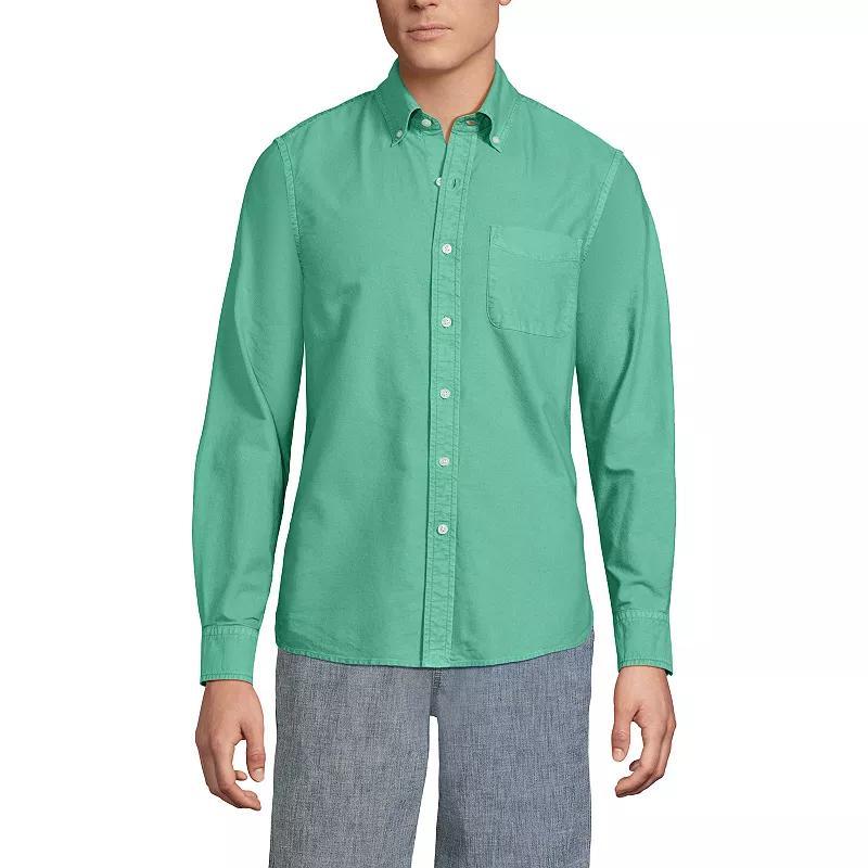 Mens Lands End Button-Down Sail Rigger Oxford Button-Down Shirt Green Product Image