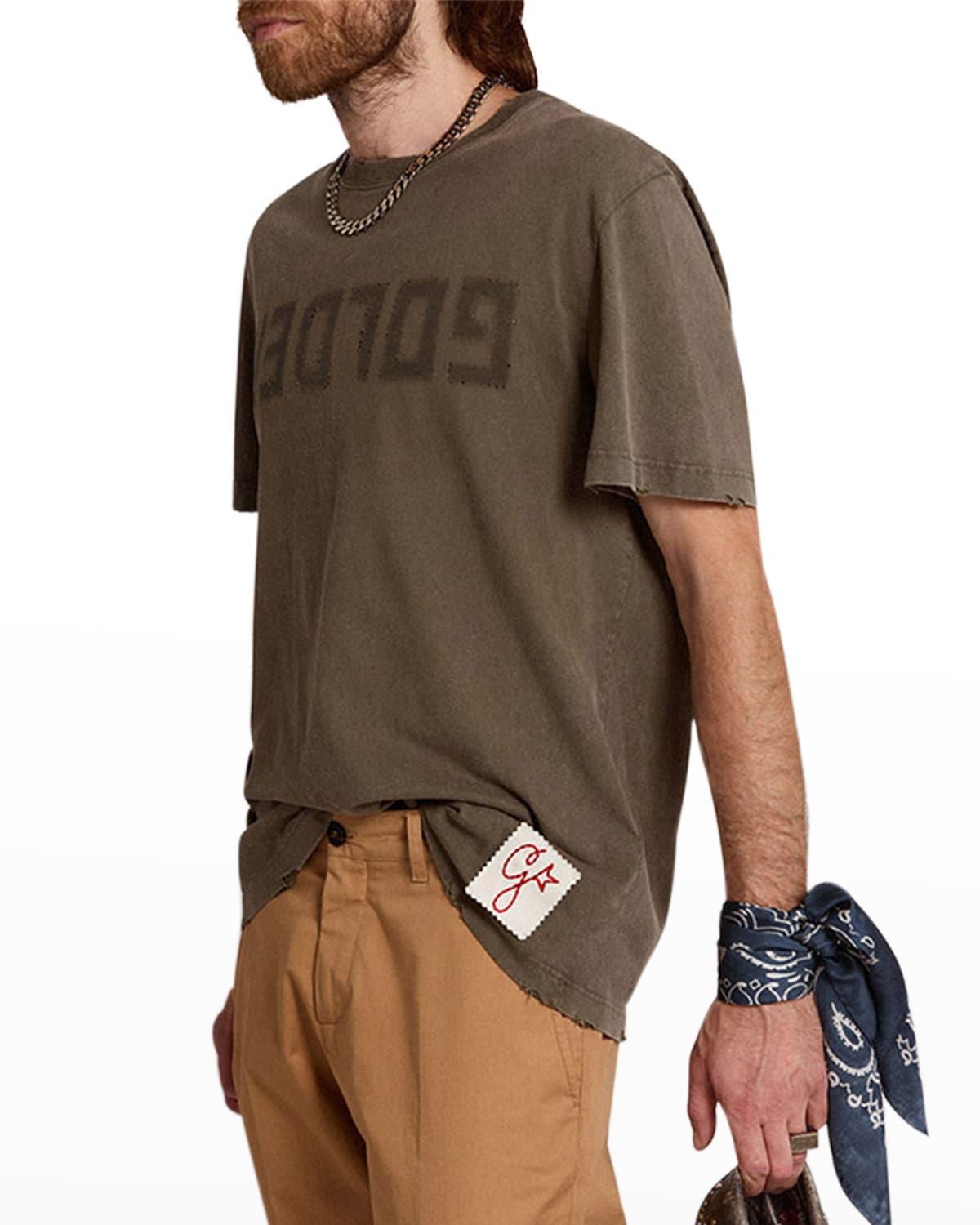 Mens Reverse Logo Distressed T-Shirt Product Image