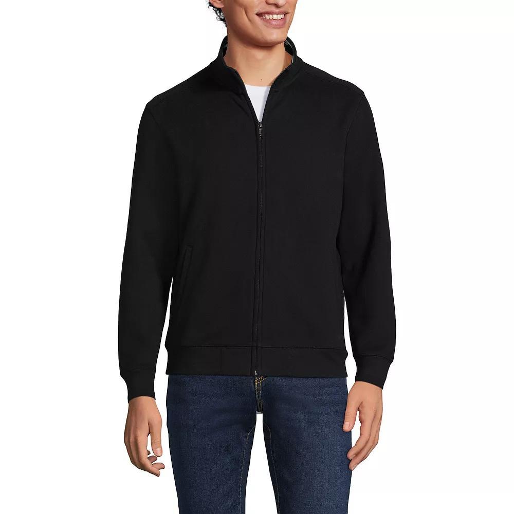 Men's Lands' End Serious Sweats Long Sleeve Zip-Up Sweatshirt, Size: Medium, Black Product Image