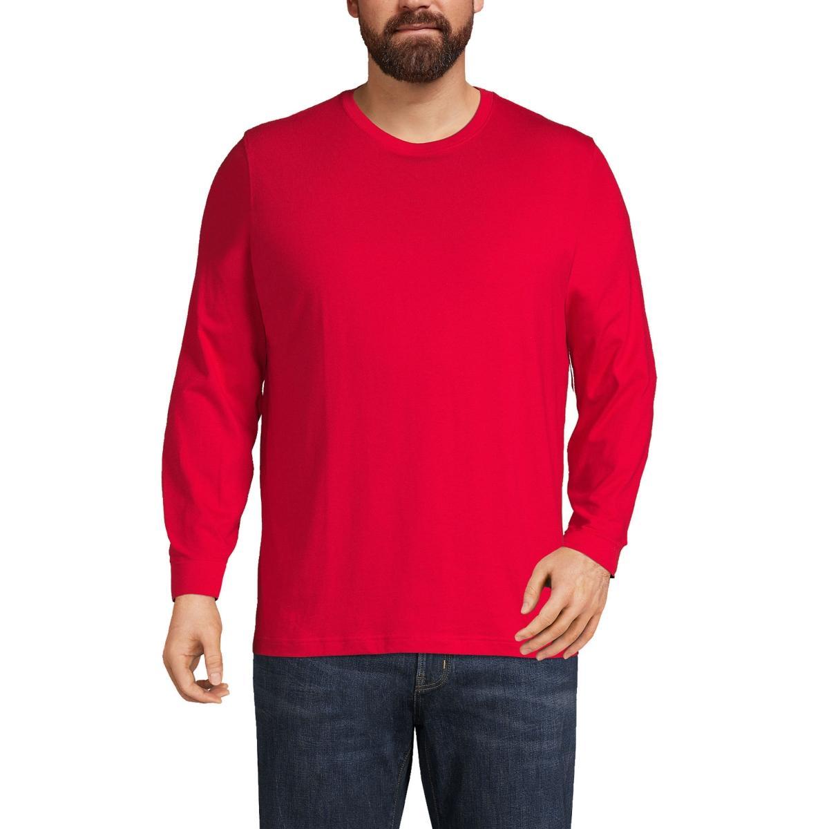 Big & Tall Lands' End Super-T Long Sleeve Classic-Fit Tee, Men's, Size: 2XB, Black Product Image